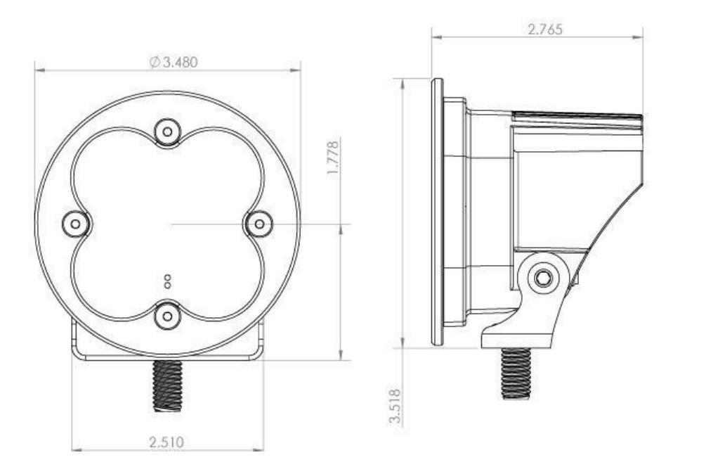 Squadron Sport-R LED Light | Pair Lighting Baja Designs Diagram of Measurements