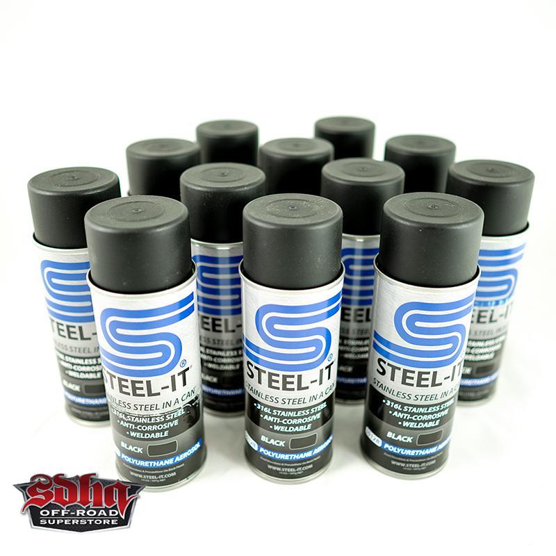 Steel-It 1012B Black Polyurethane Aerosol Case (Qty.12) Paint Steel It display