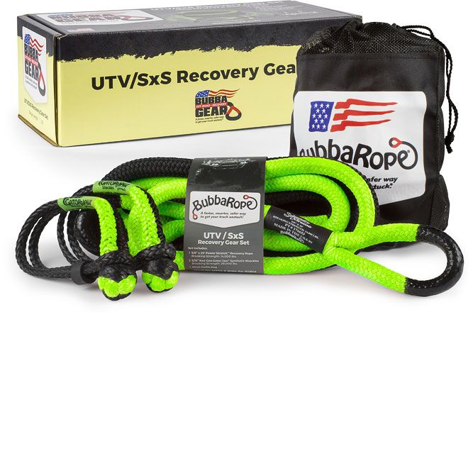 Bubba Rope Off-Road UTV/SxS Gear Set-Green Display of Included Parts