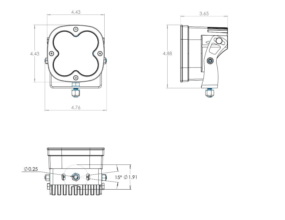 XL Pro LED Light-Pair Lighting Baja Designs Diagram of Measurements