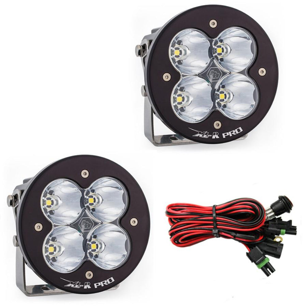 XL Pro-R LED Light-Pair Lighting Baja Designs Display of Included Parts