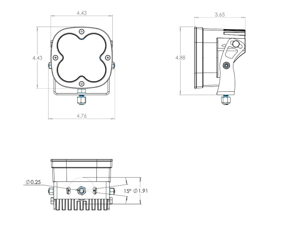 XL Racer Edition Led Light | Pair Lighting Baja Designs Diagram of Measurements