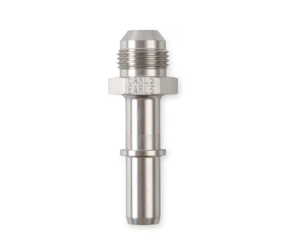 Earl's O.E. Fuel Line EFI Quick Connect 1/2" Tube to -8 AN Male - Stainless Front View Silver