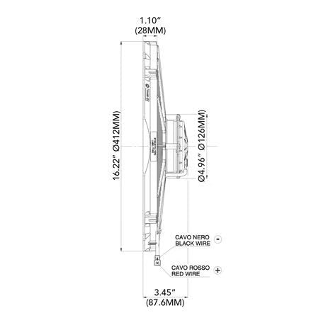 SPAL® 16.00" Inch Electric Fan Puller Style High Performance 2024 CFM 10 Curved Style blades Side View