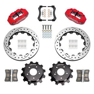 Forged Narrow Superlite 4R Big Brake Rear Brake Kit For OE Parking Brake Drilled/Slotted RED 240SX | 300ZX | Skyline R32 | 17" Wheel Diameter Minimum