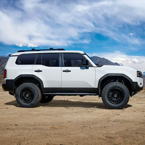 '24+ LC250/GX550 0-3" Lift Rear 2.5 Shocks w/ Remote Reservoirs & CDCV Front View