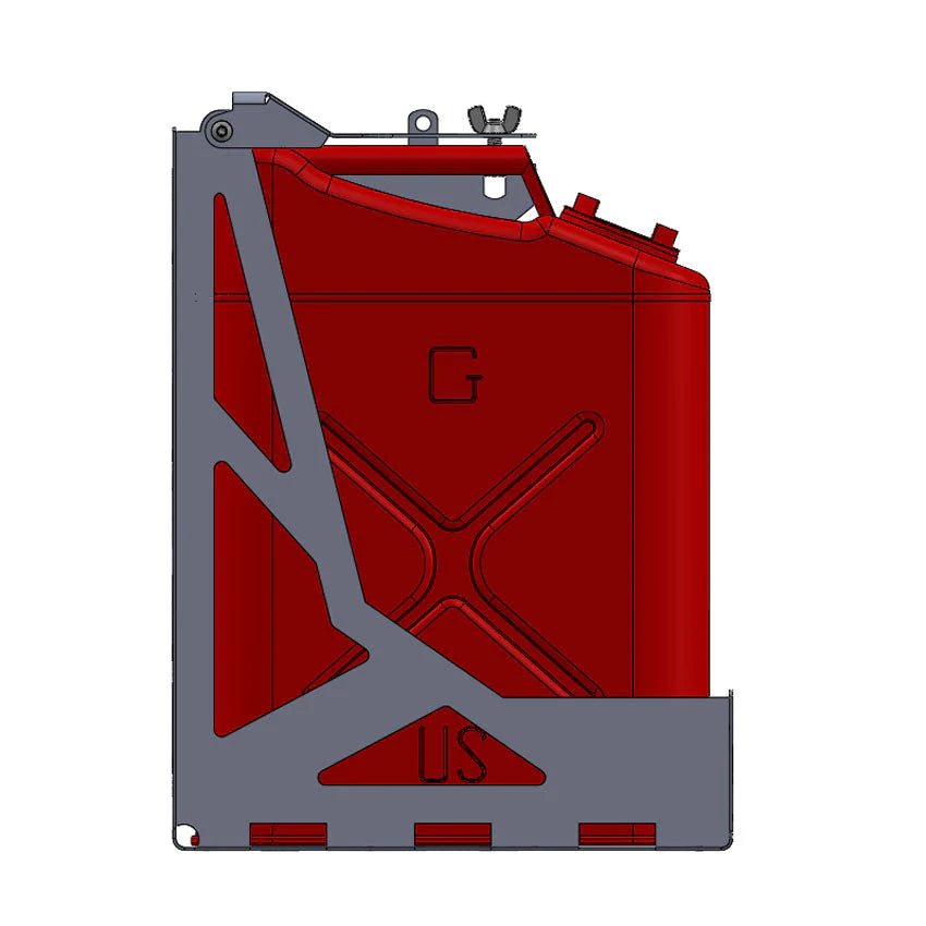 DUAL FUEL/WATER CAN MOUNT - FITS SWING OUT BUMPERS Front View
