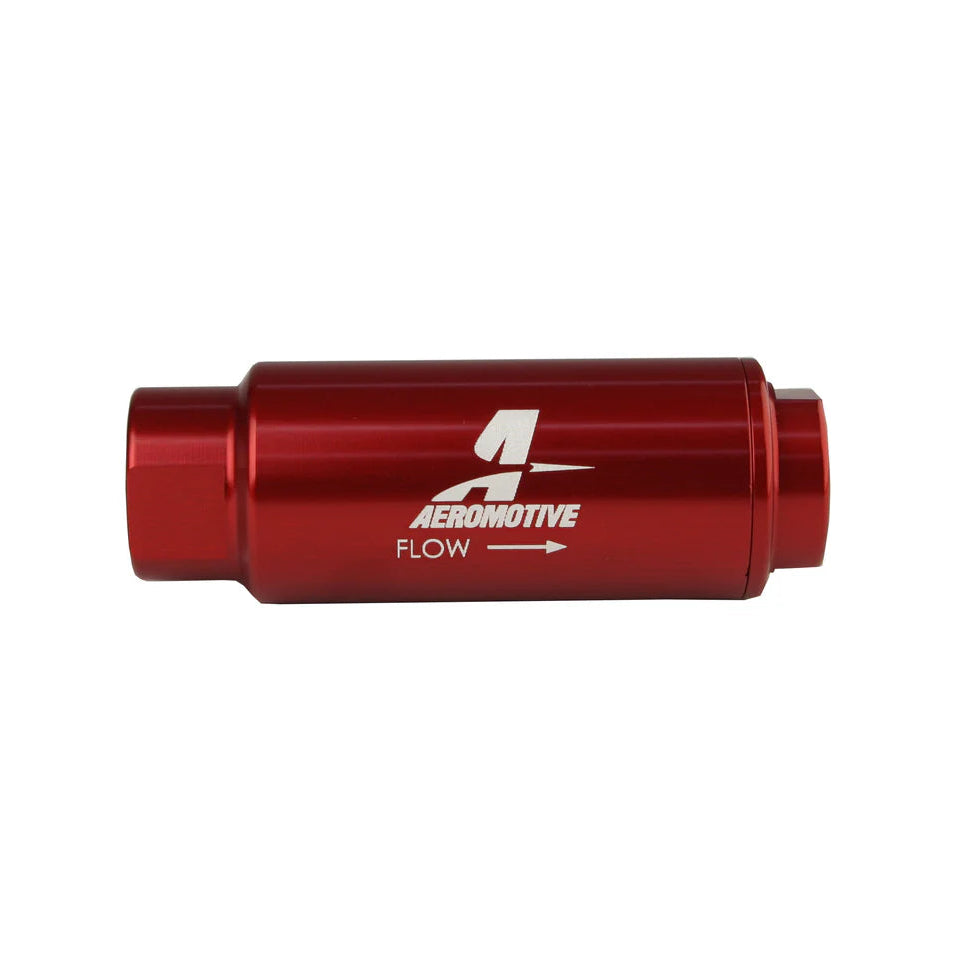 40 Micron Red Fuel Filter with 3/8 NPT Ports & Stainless Mesh Element