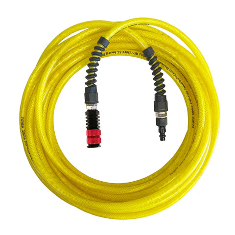 Air Hose 30 ft. Straight 1/4" NPT Male Thread Superflex High Pressure Yellow Power Tank