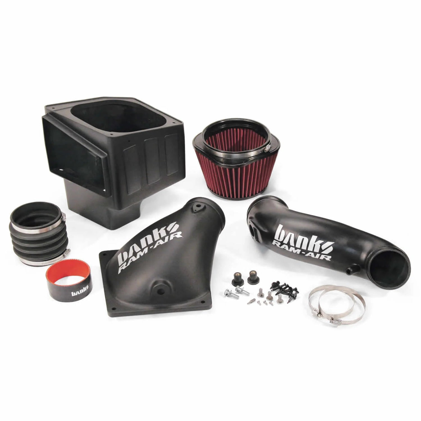 Ram-Air® Oiled or Dry Filter, Cold Air Intake System Front View Red