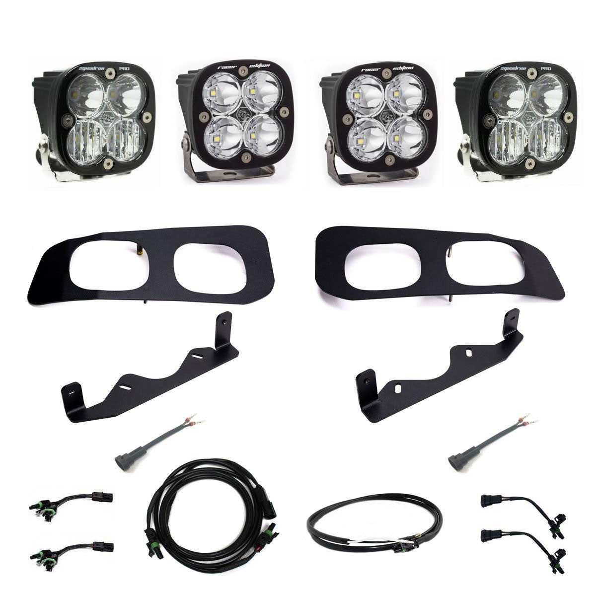 '23+ F250/F350 Squadron Racer/Squadron Pro "Unlimited" Dual Fog Pocket Light Kit Display of Included Parts 