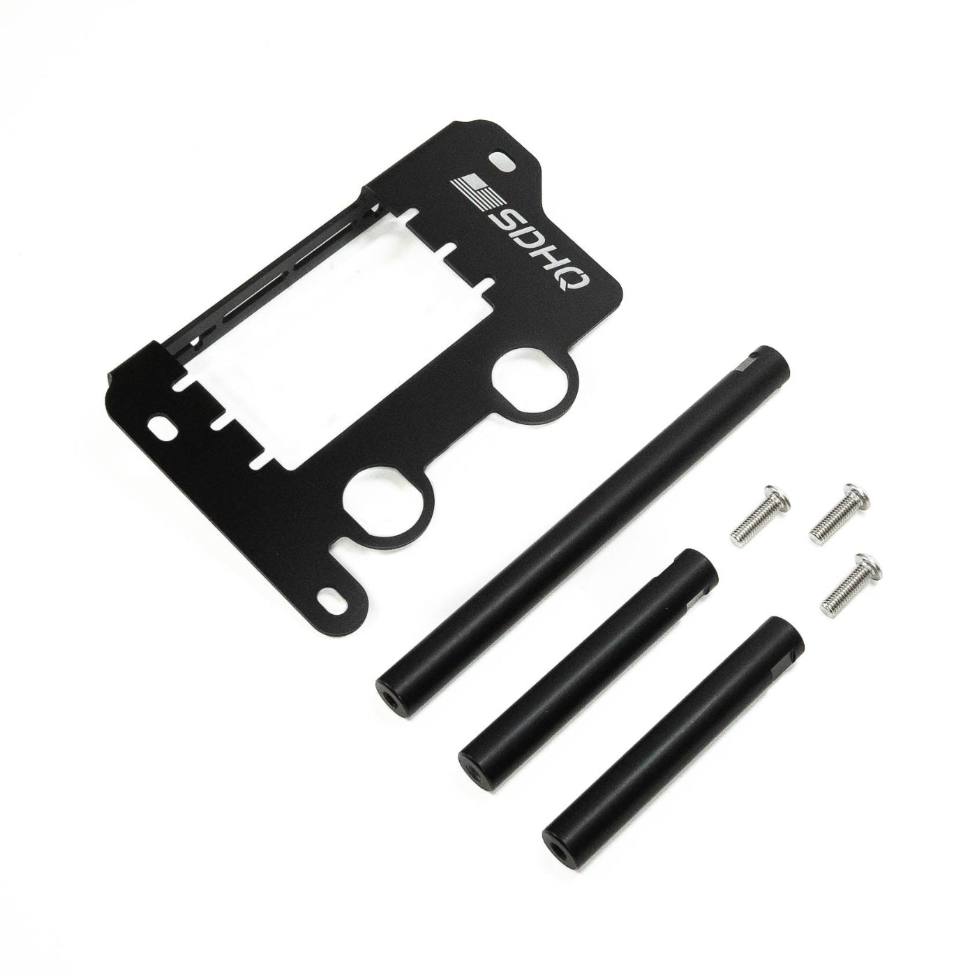 SDHQ Built 2025+ 4Runner Under Hood Power Mount for Power Solution Kit display of included parts and hardware 