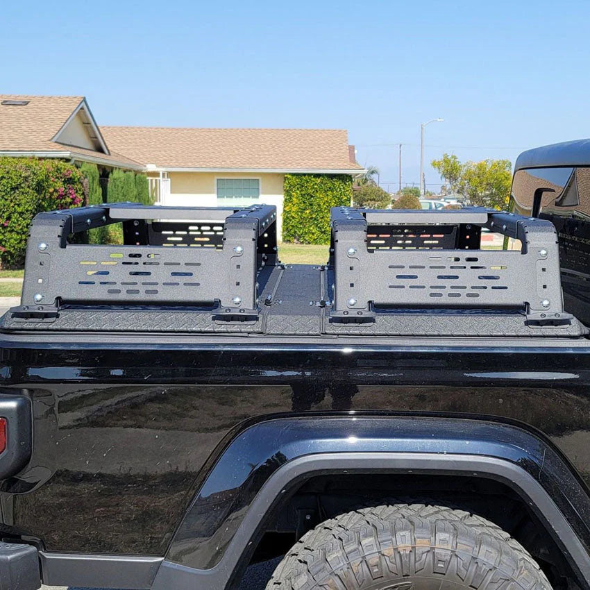 THORAX BED RACK SYSTEM- FITS DIAMOND BACK COVERS 2020-2022 JEEP GLADIATOR Front View