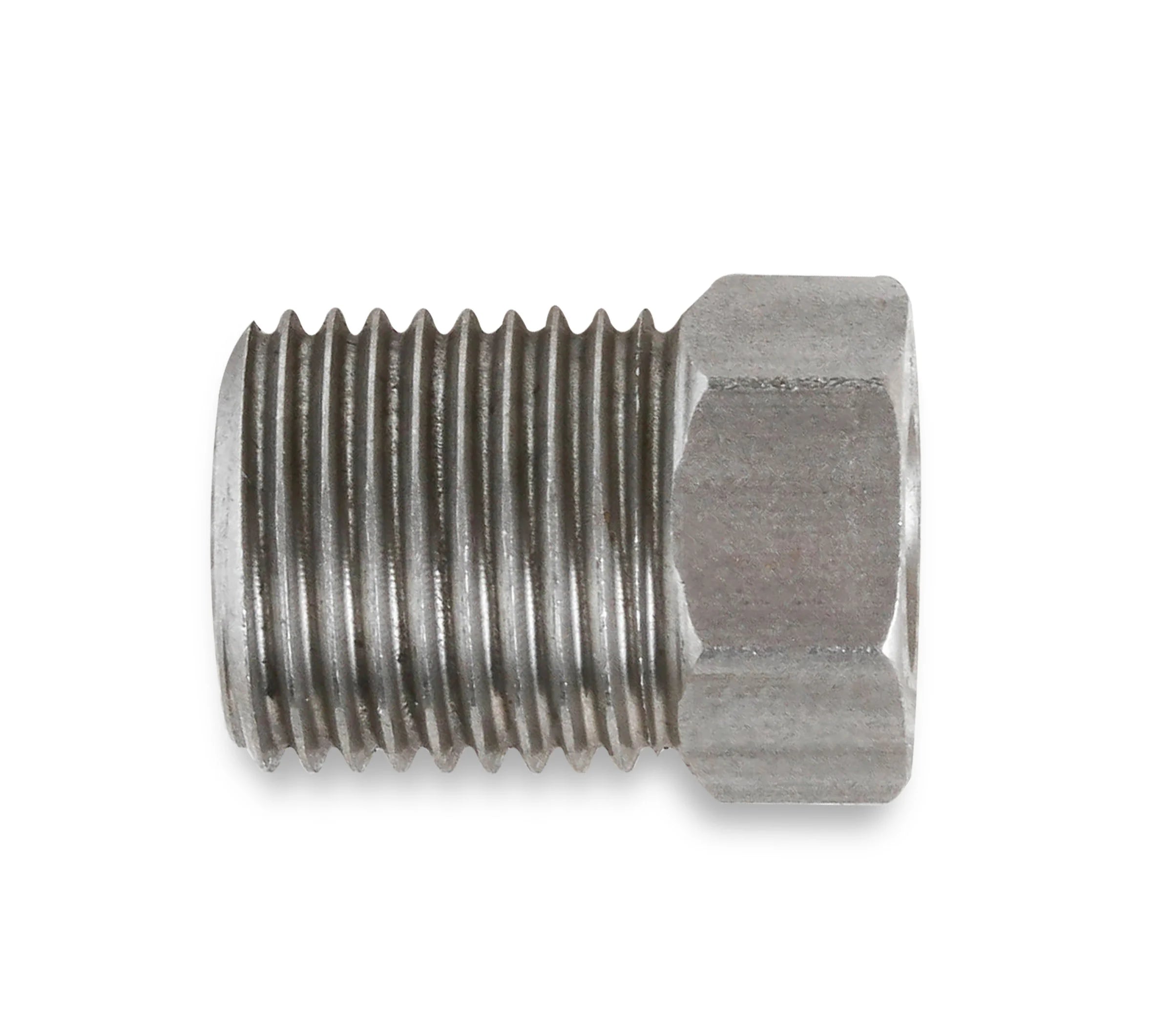 Earl's Hardline Tube Nut Stainless Steel - 7/16"-24 Inverted Flare for 3/16" Tubing - Package of 5 pieces Front View Silver