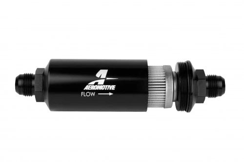 100 Micron Black Fuel Filter with Male AN-10 Ports & Stainless Mesh Element