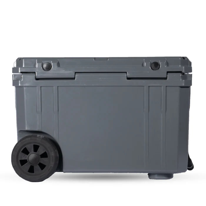55QT Rolling Rugged Cooler Side View Grey