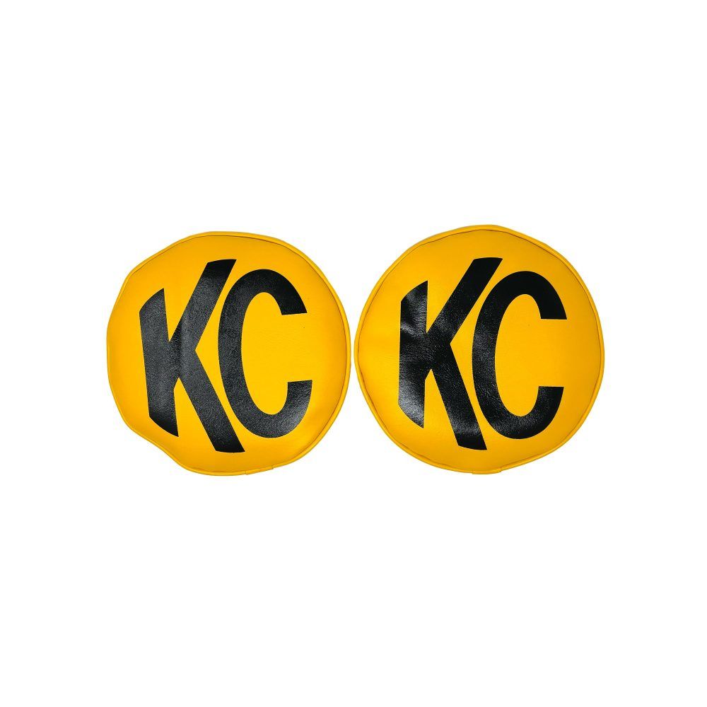 KC HiLites Cover; Retro 8" Vinyl Yellow w/ Black KC Soft (pr)