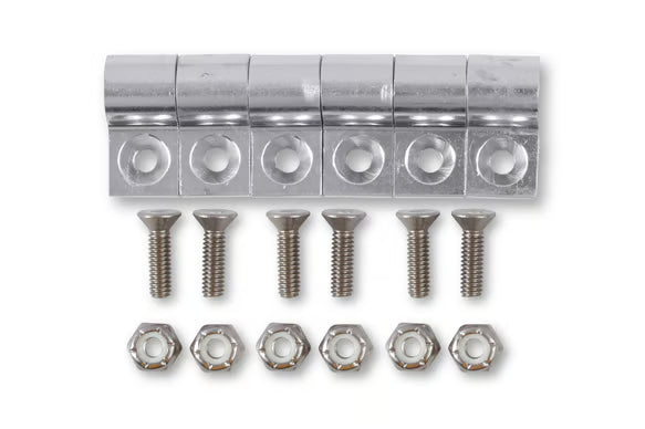 Earl's Line Clamp, 3/16", Package Of 6, Polished Front View Silver