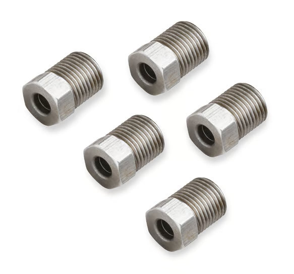 Earl's Hardline Tube Nut Stainless Steel - 7/16"-24 Inverted Flare for 3/16" Tubing - Package of 5 pieces Front View Silver