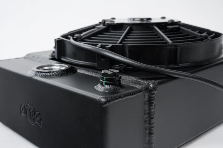 The KING Cooler - Ultimate Drag Race Radiator w/ SPAL Fan & Mounting Kit Front View