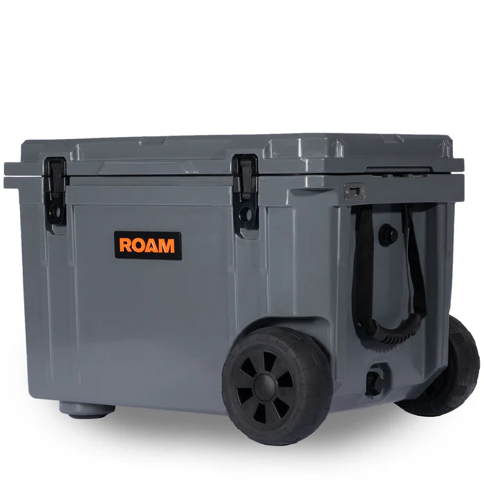 80QT Rolling Rugged Cooler Side View Grey