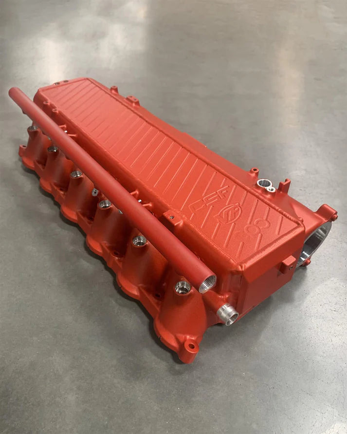 BMW Gen 1 B58 Charge Air Cooler Manifold Front View Red