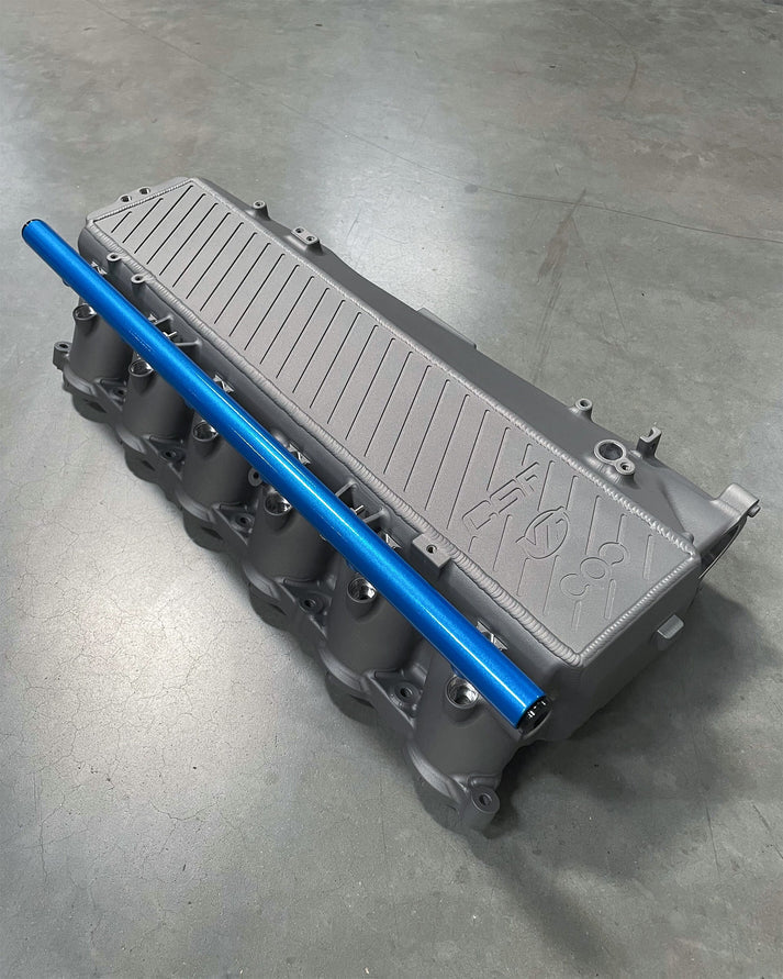 A90 Supra / BMW B58 Charge-Air Cooler Manifold Front View Grey