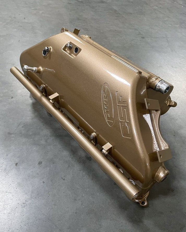 BMW S58 "Level-Up" Charge Air Cooler Manifold Front View Bronze