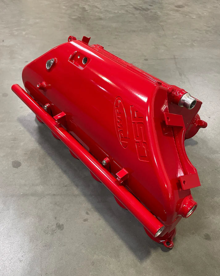 BMW S58 "Level-Up" Charge Air Cooler Manifold Front View Red