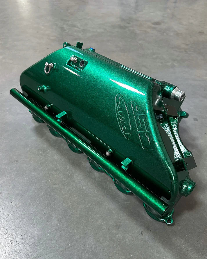 BMW S58 "Level-Up" Charge Air Cooler Manifold Front View Green