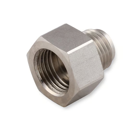 Earl's Hardline Adapter Reducer - Stainless Steel - 1/2"-20 Inverted Flare Male to 9/16"-18 Inverted Flare Female for 3/16" Tubing Front View Silver