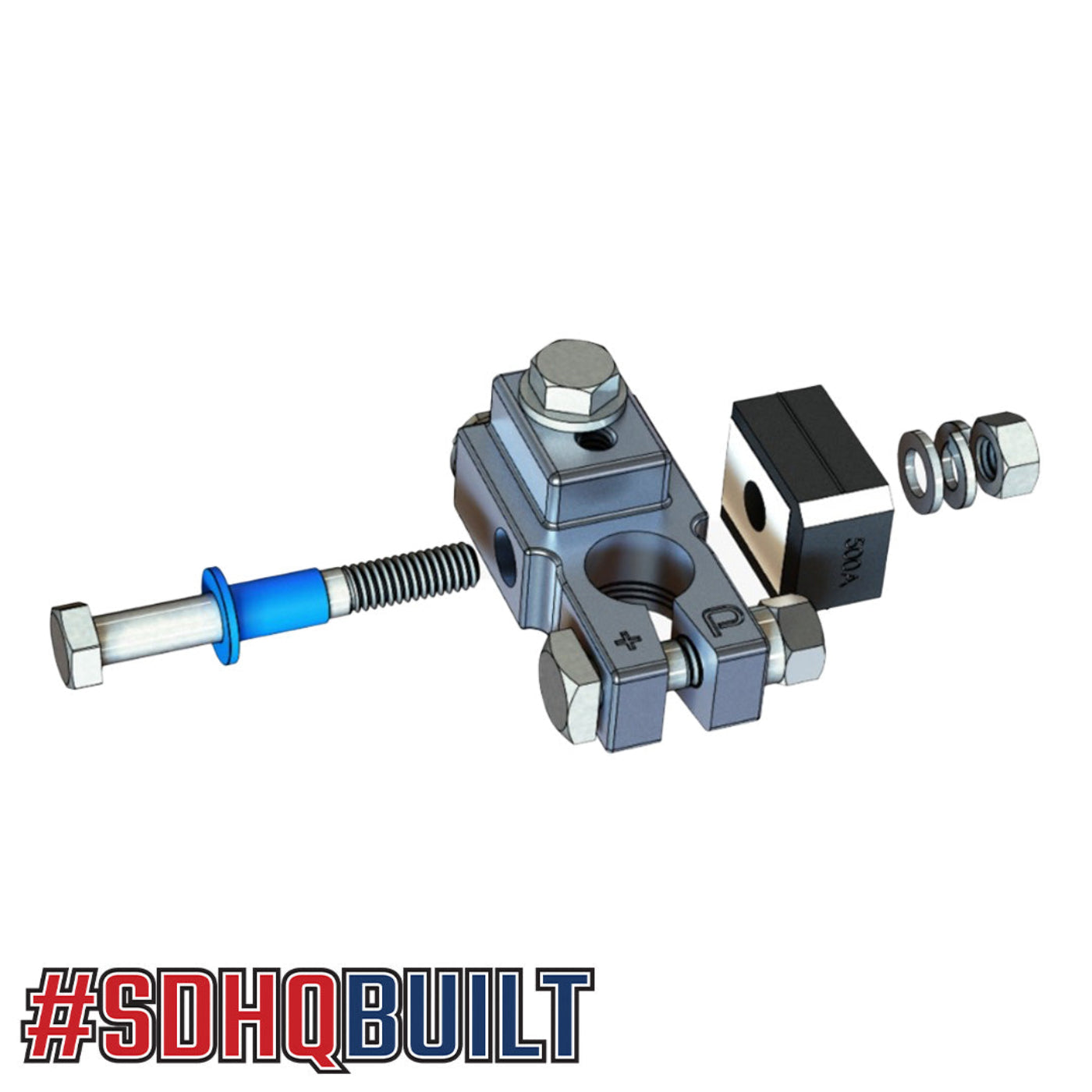 SDHQ Built Billet Battery Terminal 200 Amp Fuse Kit exploded diagram 