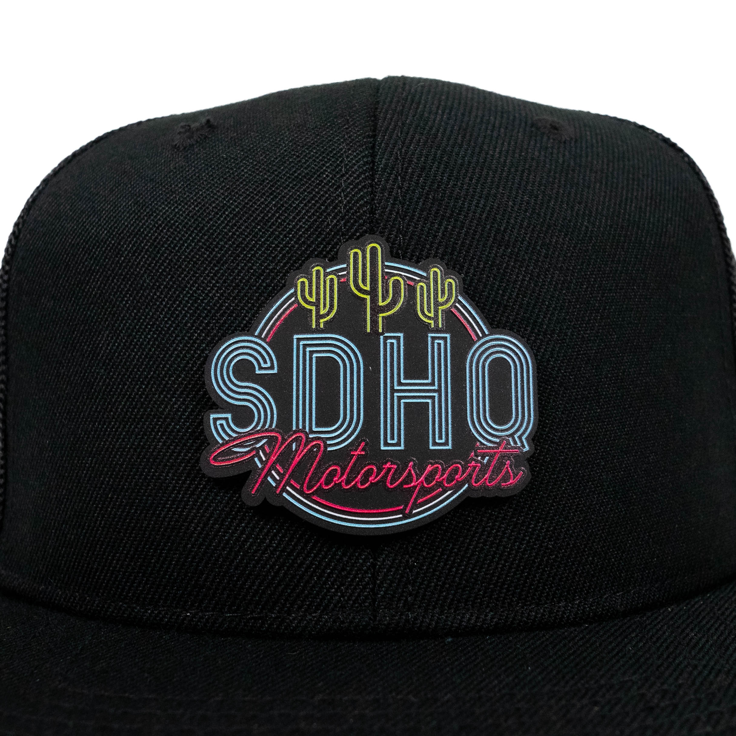 Flat Bill Trucker Hat w/ PVC SDHQ Motorsports Patch