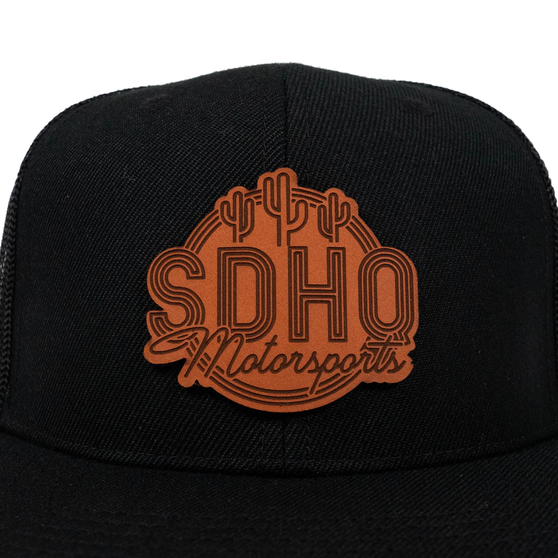 Flat Bill Trucker Hat w/ Leather SDHQ Motorsports Patch