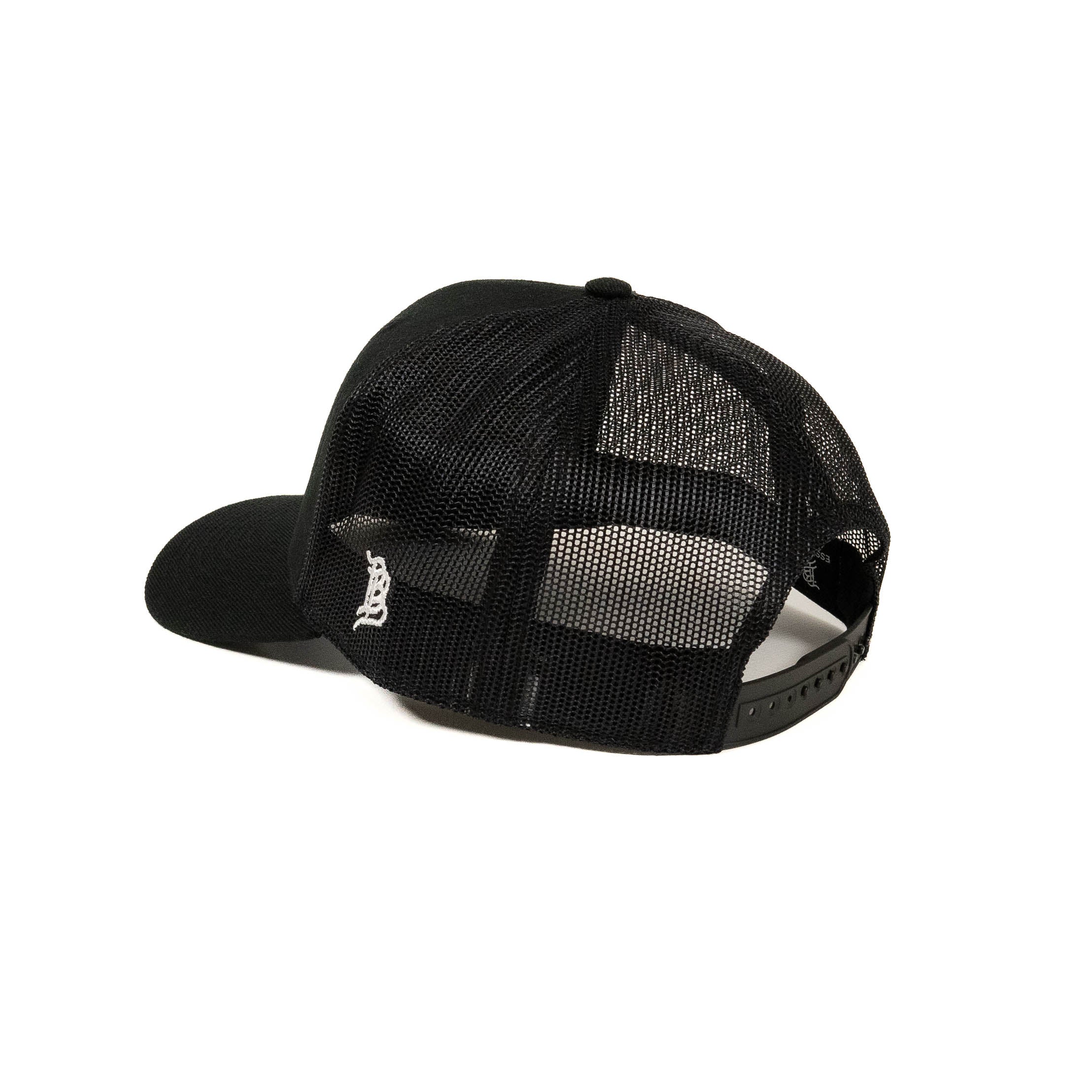 Curved Bill Trucker Hat w/ Leather SDHQ Motorsports Patch