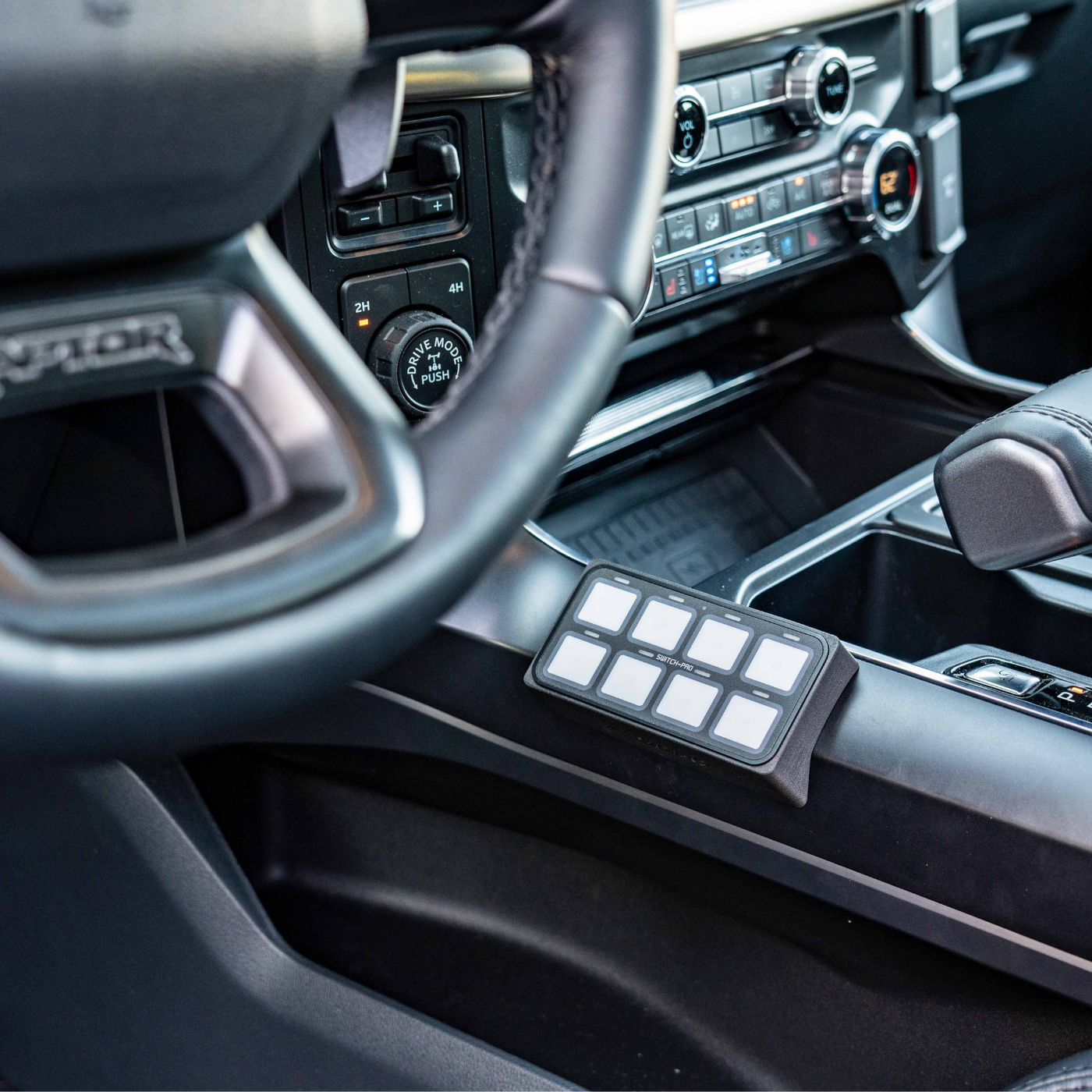 '21-24 Ford F-150 SDHQ Built Switch-Pros SP-9100 Flow Through Center Console Keypad Mount Right Hand Side installed 