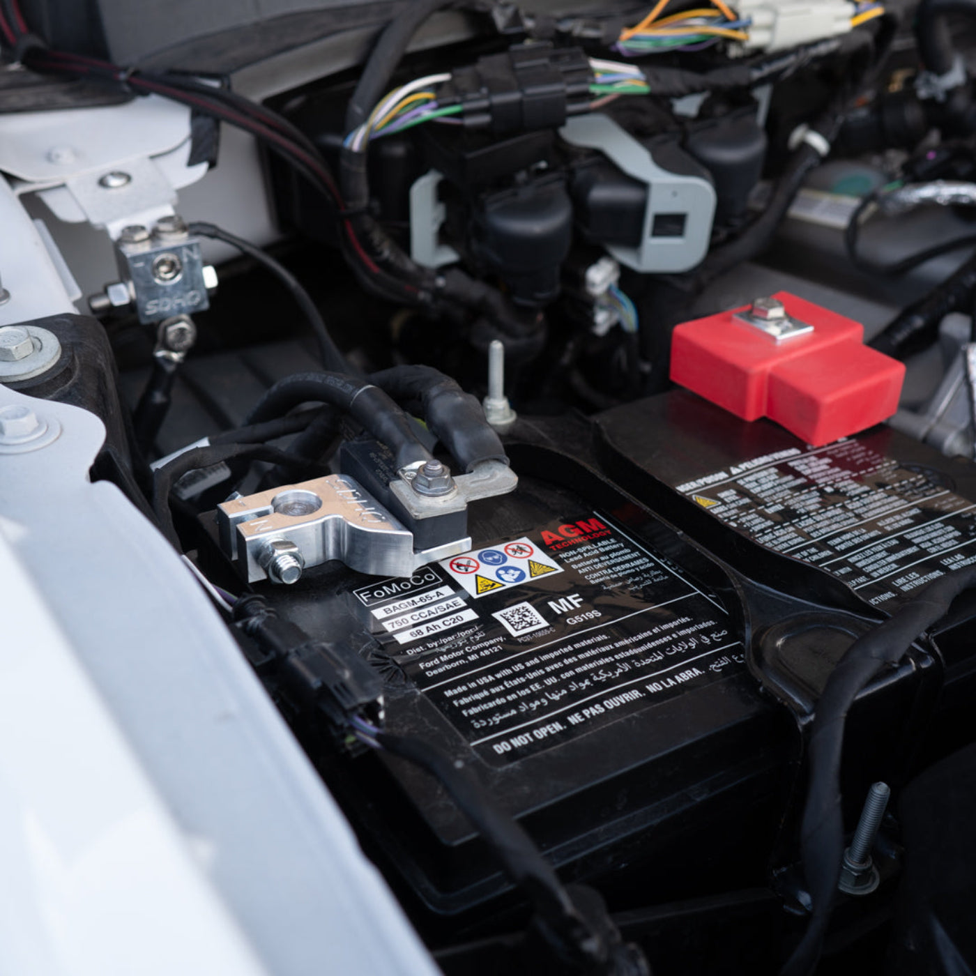 2023-2025 Ford F250/F350 Billet Dual Battery Terminal Upgrade Kit installed