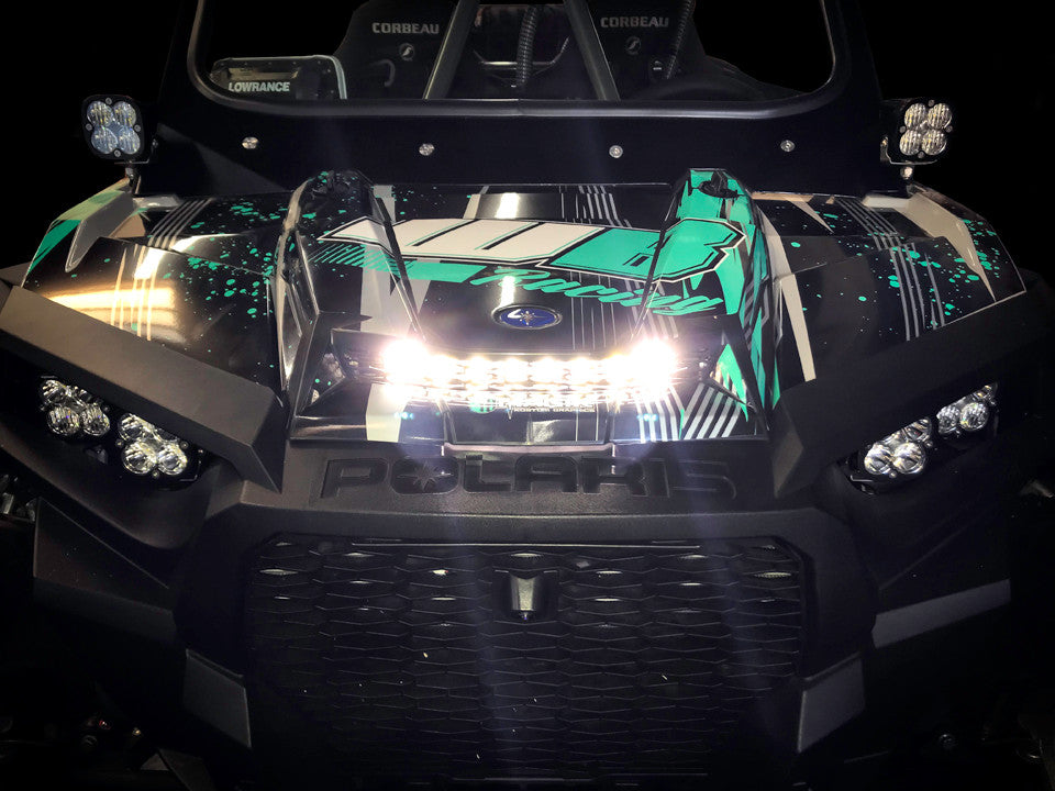 Polaris S8 10 Inch Hood Mount Light Bar Kit - Polaris 2016-18 RZR XP Turbo