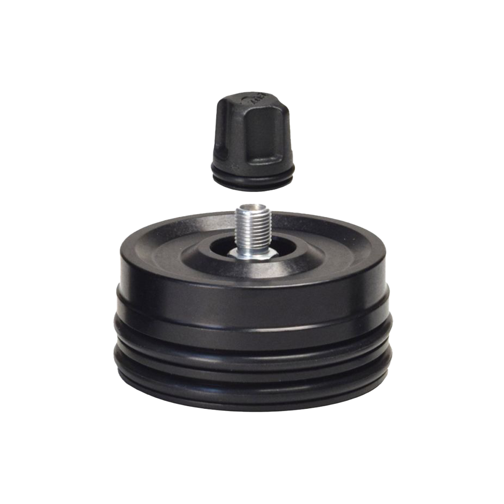Reservoir End Cap Assembly: [Ø 2.250 Bore, 5/16-32] Complete, w/ Schrader & Cap