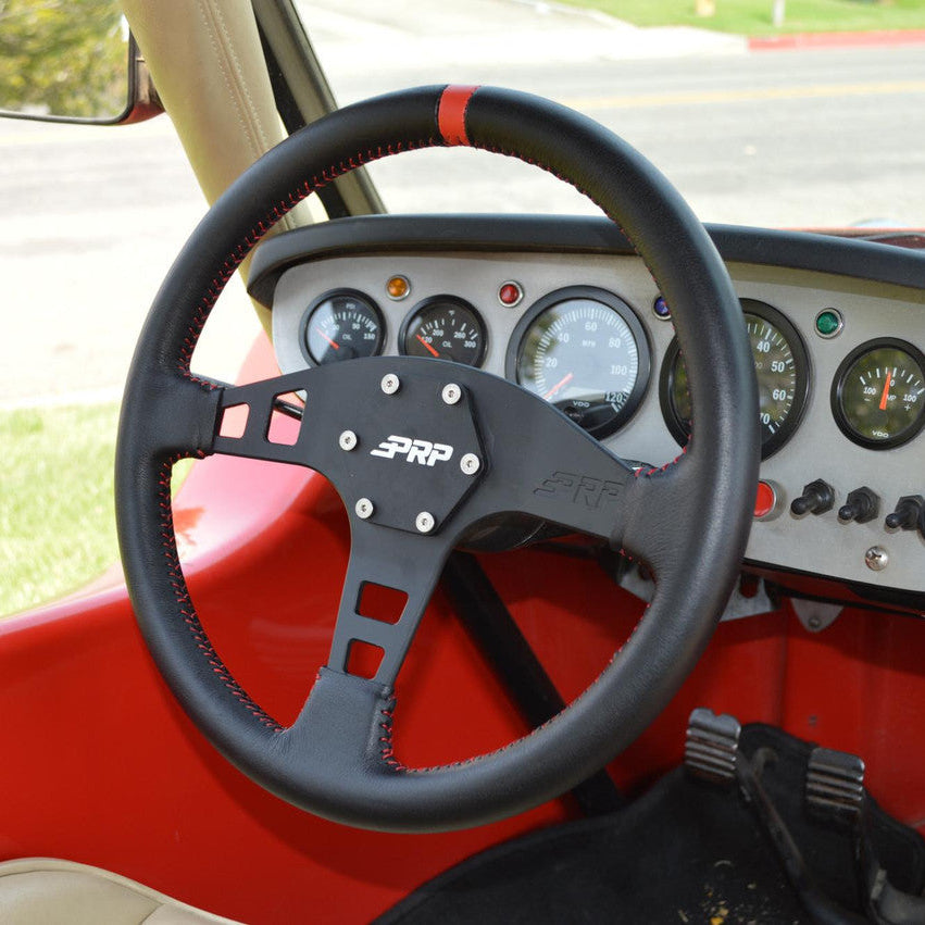 PRP Flat Leather Steering Wheel Front View