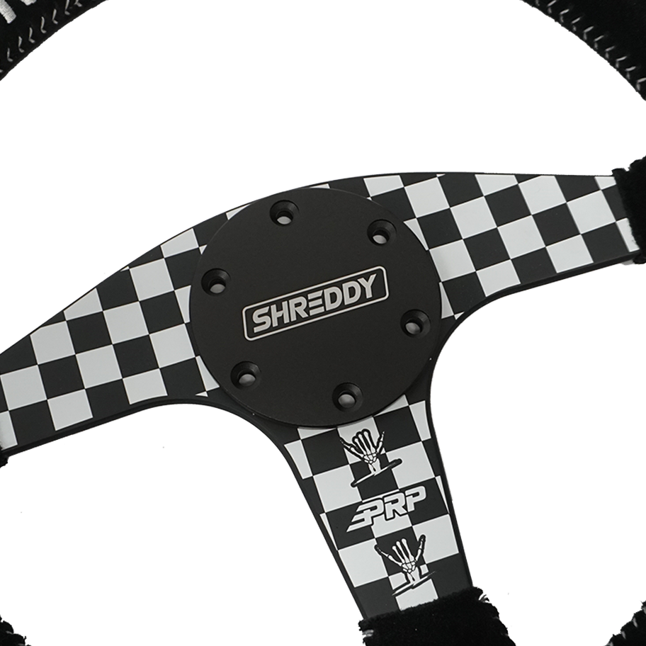 PRP X Shreddy Checkered Steering Wheel, Flat Front View