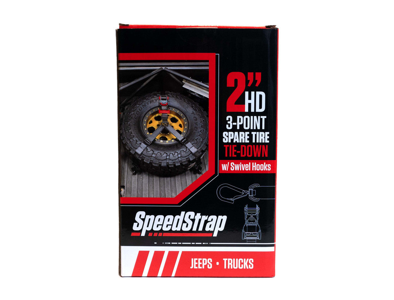Heavy-Duty Spare Tire 3-Point 2 in. Tie Down w/ Swivel Hooks
