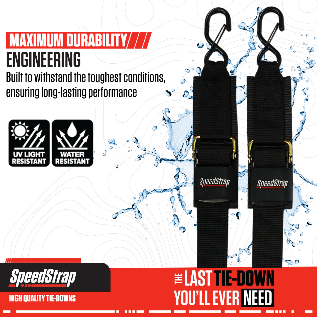 2” x 4’ Marine Transom Tie-Down Straps with Snap S-Hooks (2 Pack)