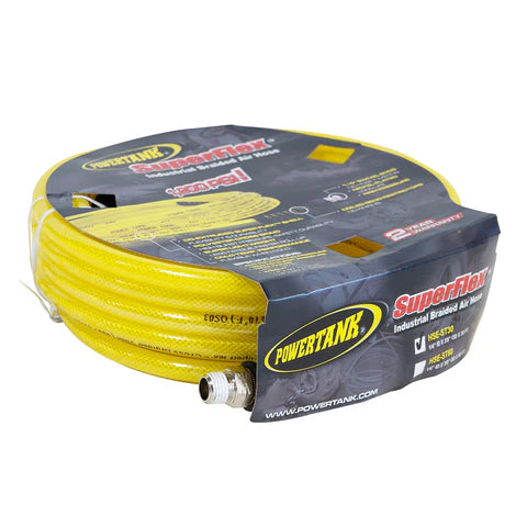 Air Hose 30 ft. Straight 1/4" NPT Male Thread Superflex High Pressure Yellow Power Tank