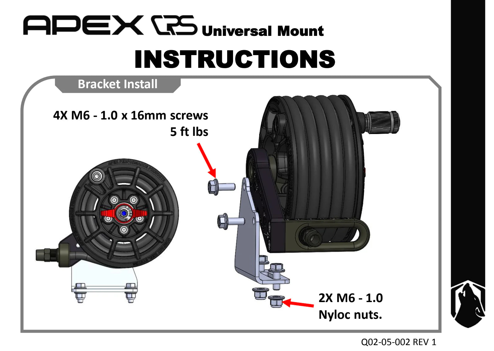 Apex Designs Universal Mounting Bracket- Installation Instructions 