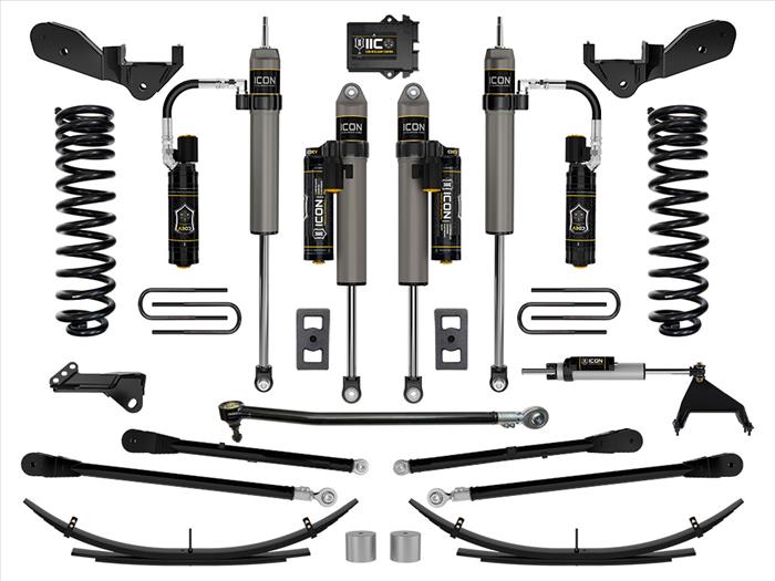 ICON 2023-2025 Ford F-250/F-350 Super Duty 4WD, Diesel, 2.5" Lift, Stage 6 Suspension System w/ 4-Link and Expansion Packs