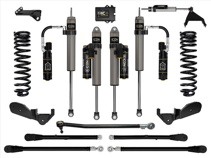 ICON 2023-2025 Ford F-250/F-350 Super Duty 4WD, Diesel, 2.5" Lift, Stage 6 Suspension System w/ 4-Link