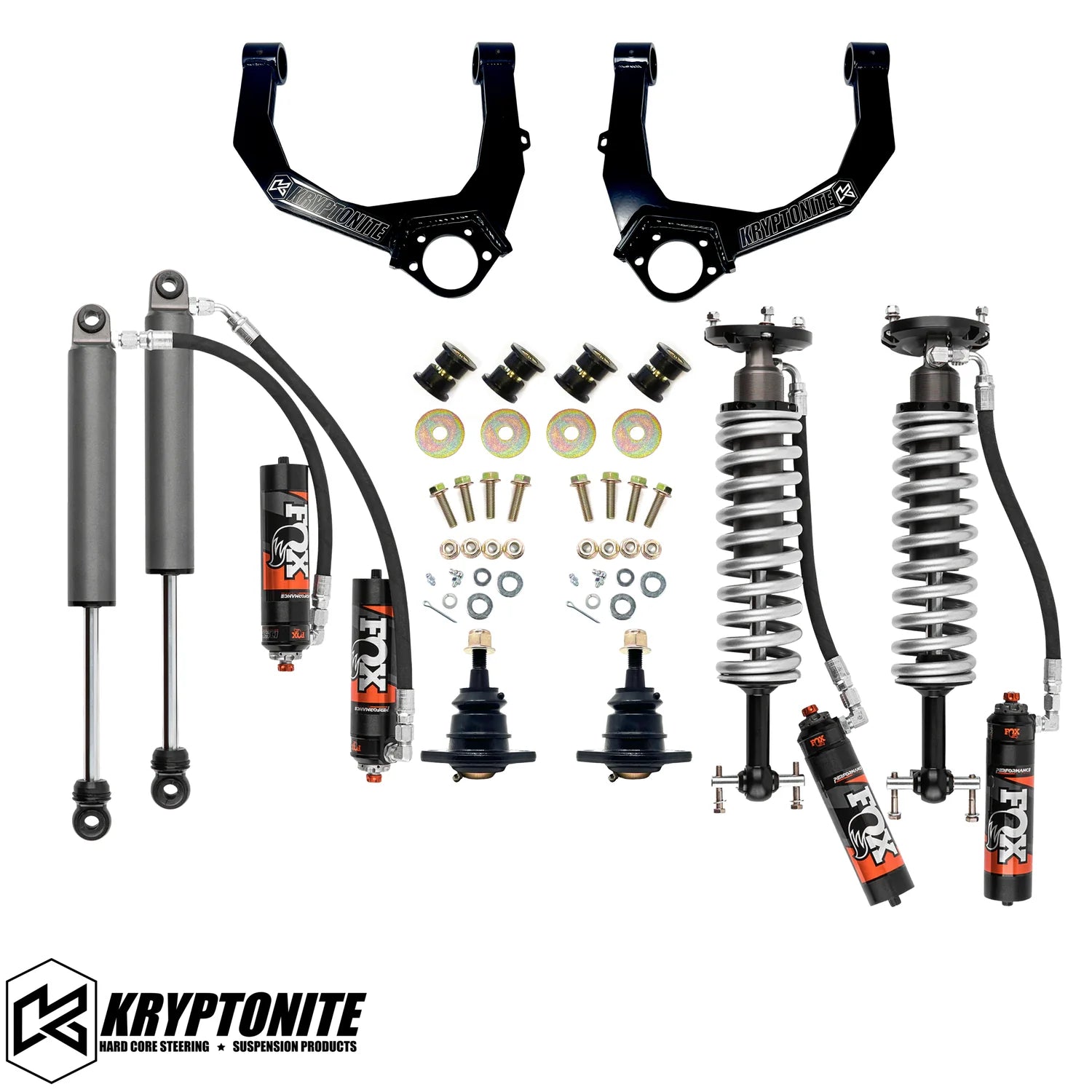 KRYPTONITE STAGE 3 LEVELING KIT WITH FOX PERFORMANCE ELITE SHOCKS 1/2 TON 6 LUG 2019+ AT4/TRAIL BOSS