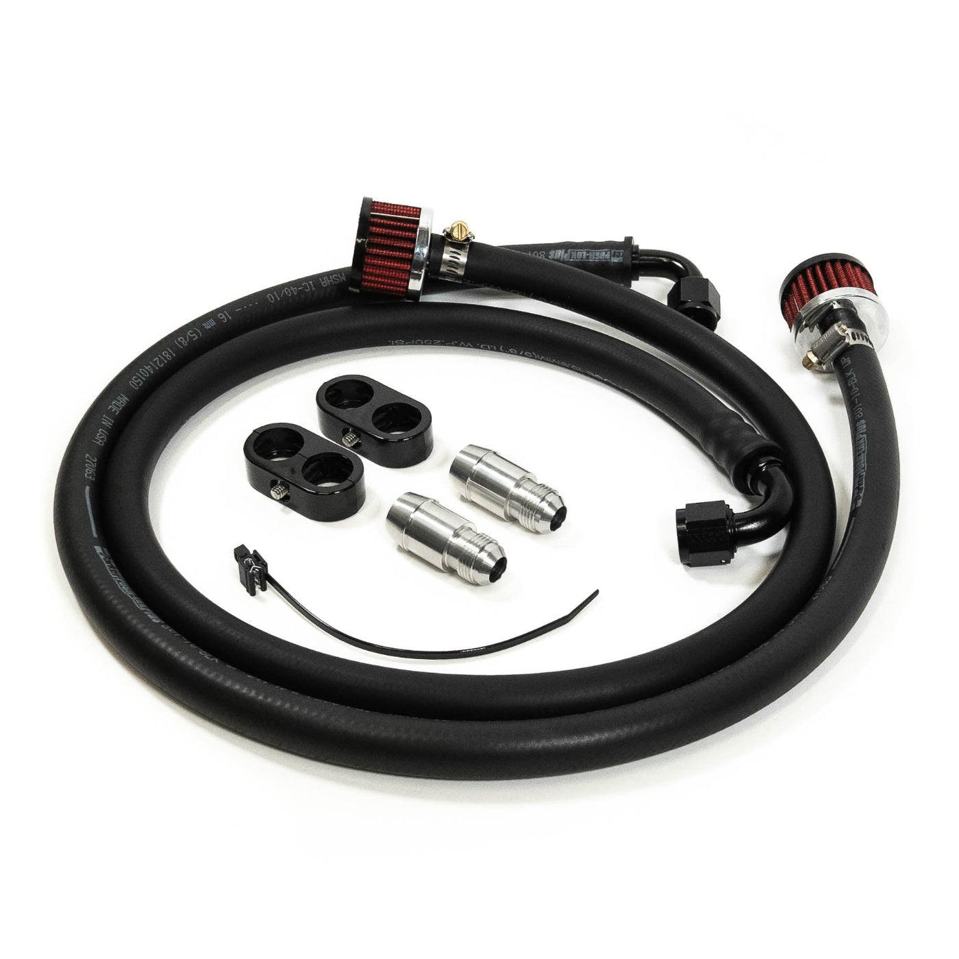 '08-21 Lexus LX570 SDHQ Built Secondary Air Pump Intake Relocation Kit display of included parts