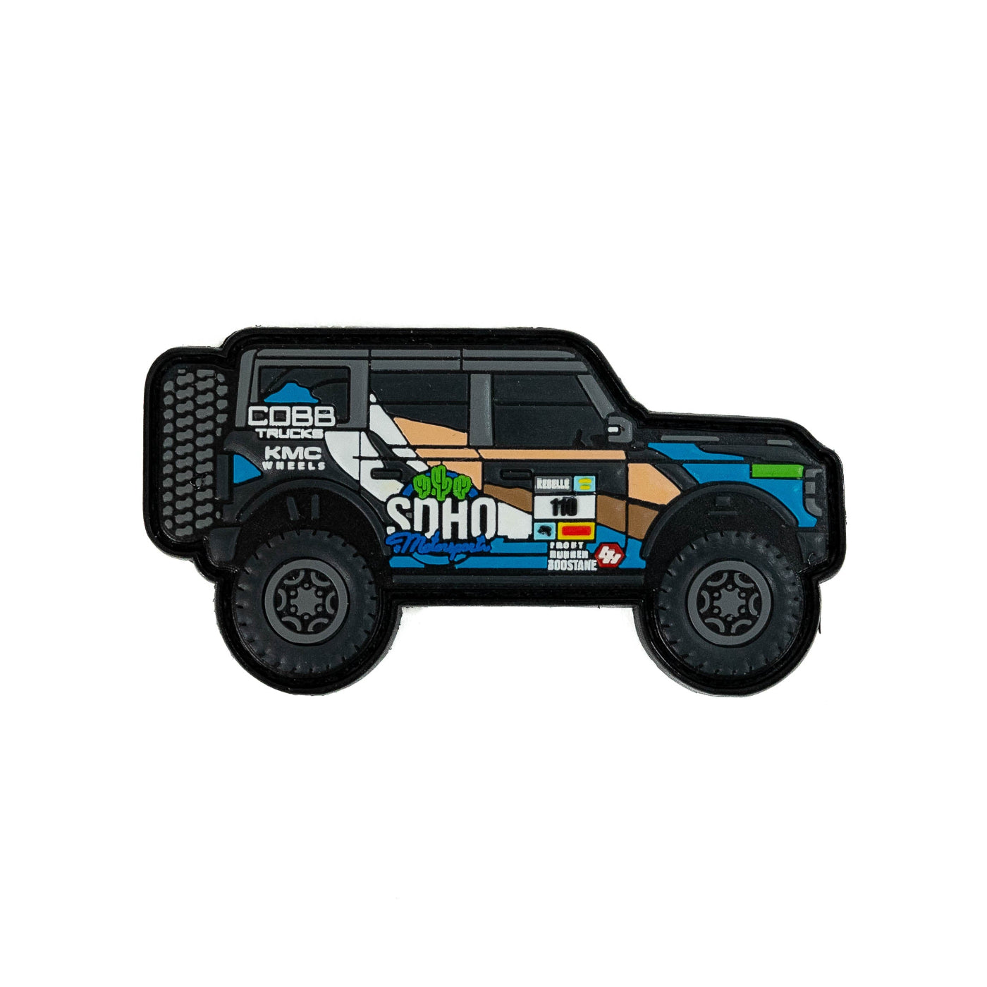 SDHQ Bronco Raptor Patch with Two SDHQ Motorsports Neon Sign Stickers